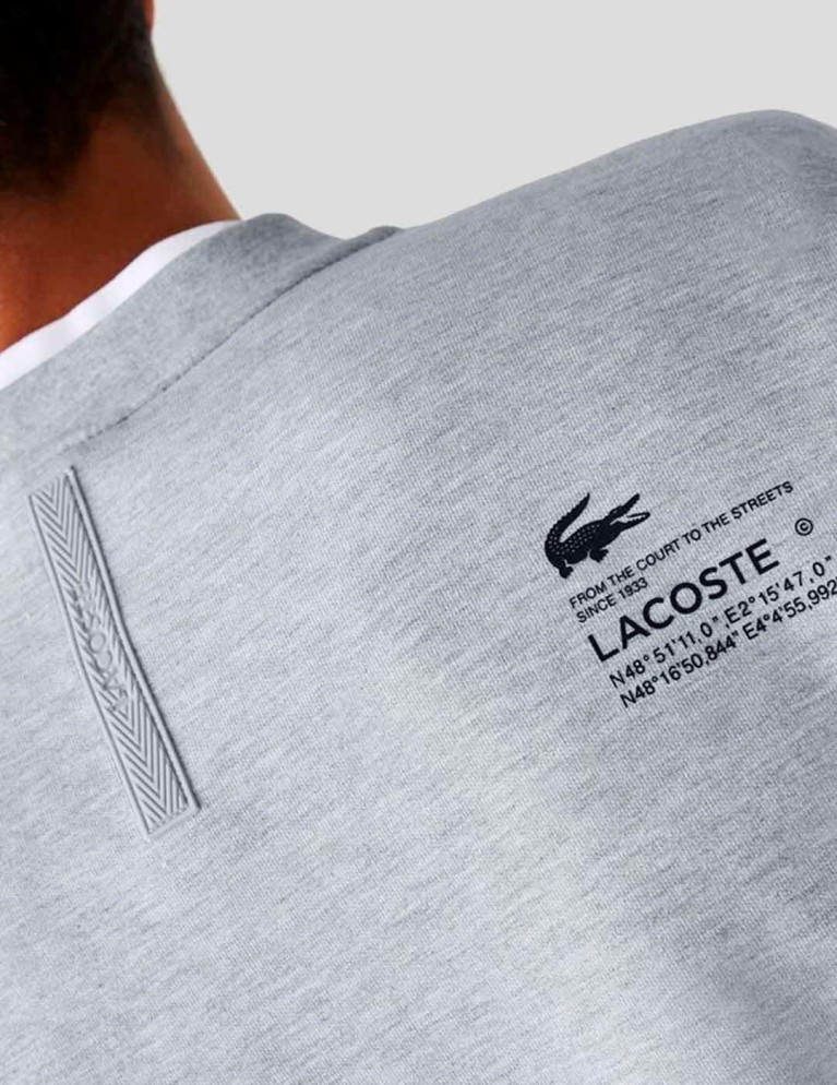 Felpa LACOSTE vestibilità sciolta con stampa riflettente argente chine